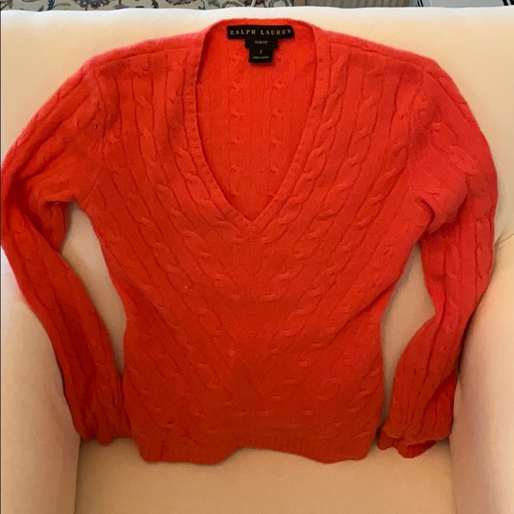 Coral RL black label v-neck cashmere